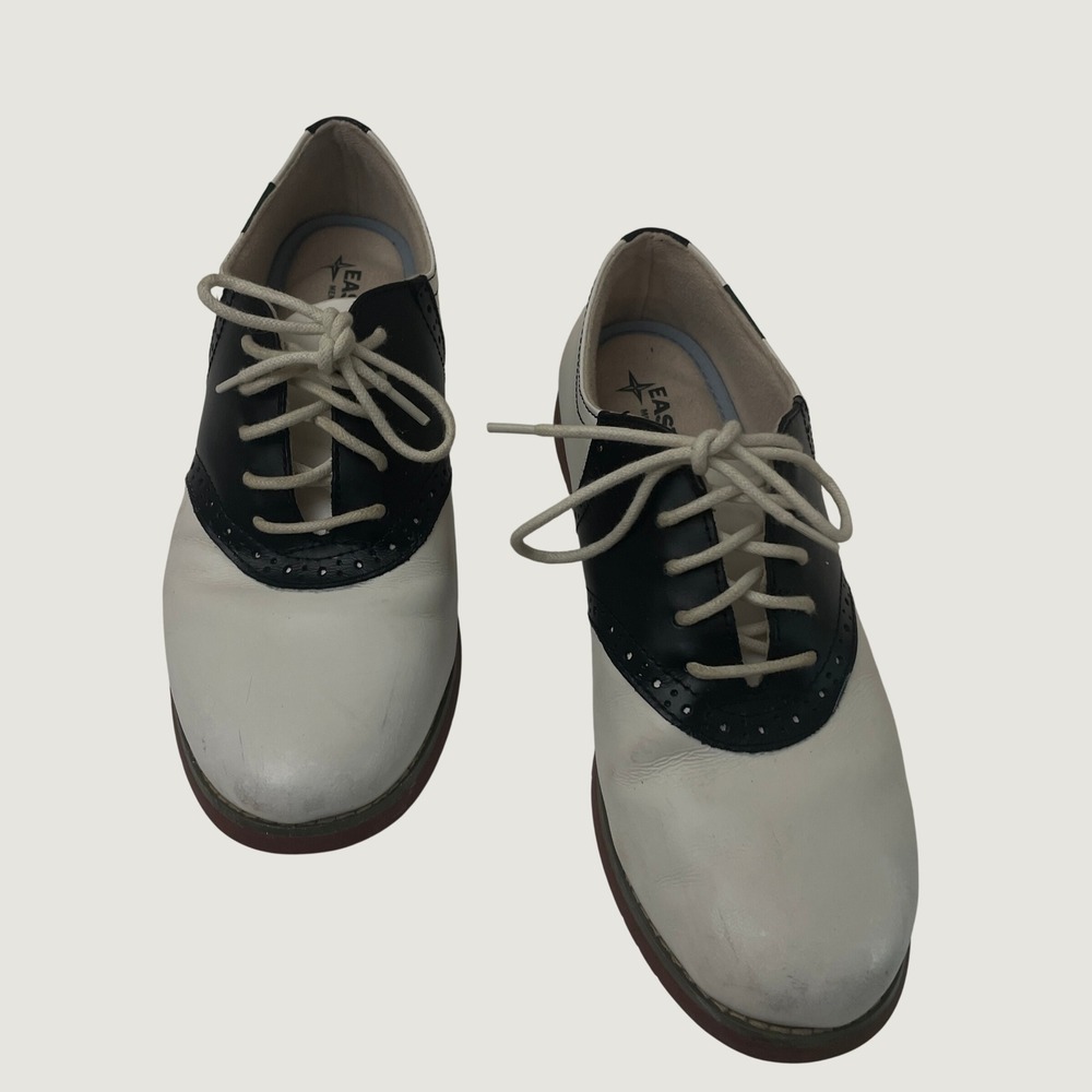 Eastland Womens Sadie Saddle Oxford Shoes 7.5M Black White Retro 3331-13